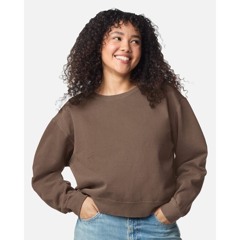 Women's Garment-Dyed Mid-Length Crewneck Sweatshirt Thumbnail