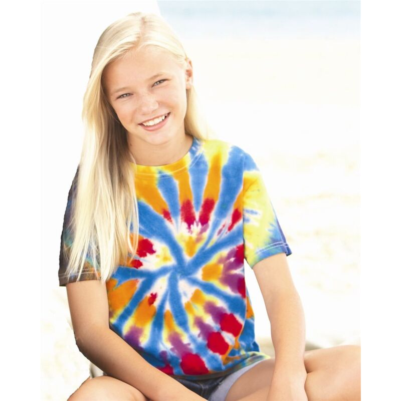 Youth Rainbow Cut-Spiral Tie-Dyed T-Shirt Thumbnail