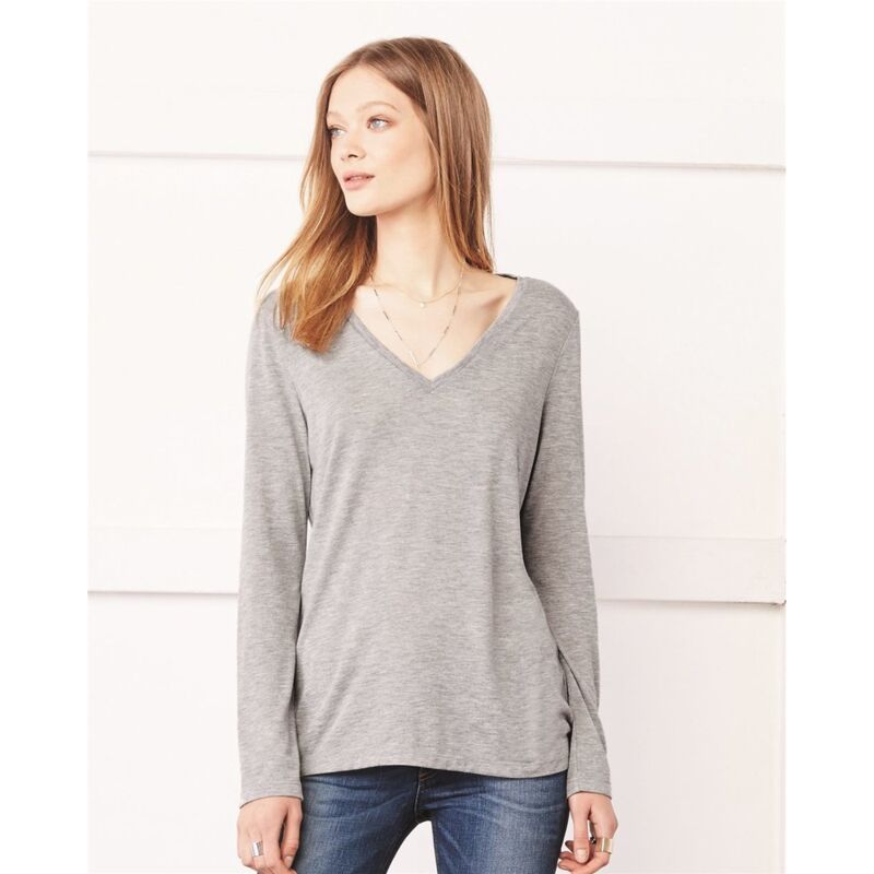 Women's Flowy Long Sleeve V-Neck Tee Thumbnail