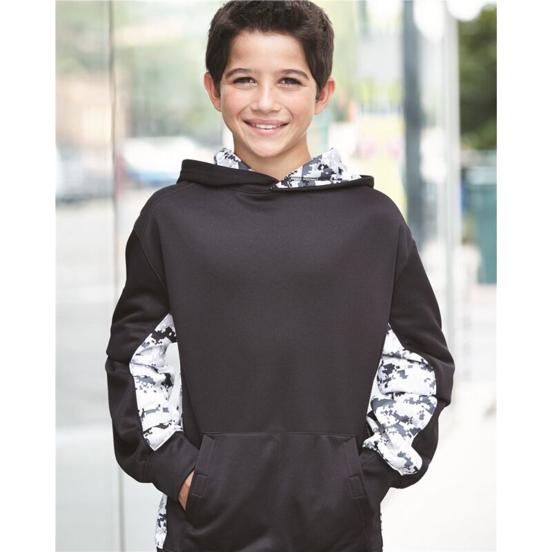 Youth Digital Camo Colorblock Performance Fleece Hooded Sweatshirt Thumbnail
