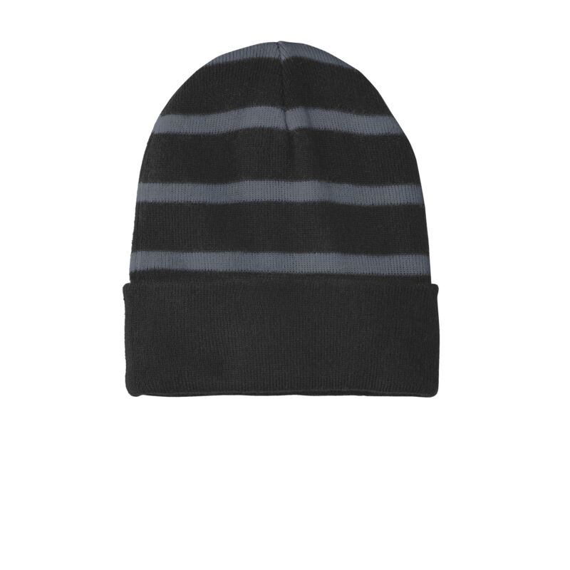 Striped Beanie with Solid Band Thumbnail