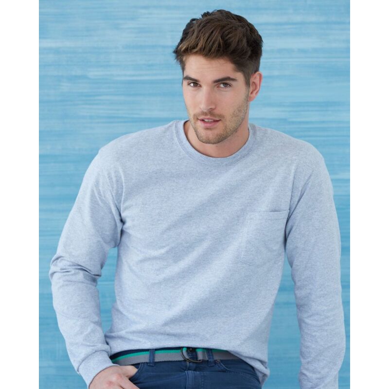 Ultra Cotton Long Sleeve T-Shirt with a Pocket Thumbnail