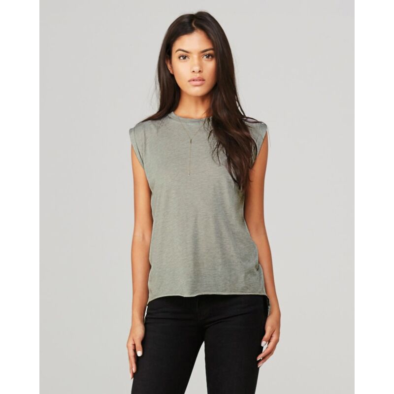 Women's Flowy Muscle Tee with Rolled Cuffs Thumbnail
